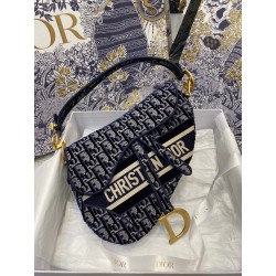 Dior Saddle Bag In Blue Dior Oblique Embroidered Velvet 783