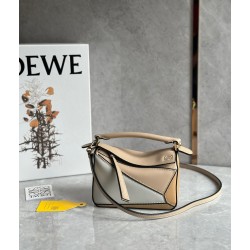 Loewe Puzzle Mini Bag In White/Warm Desert Calfskin 827