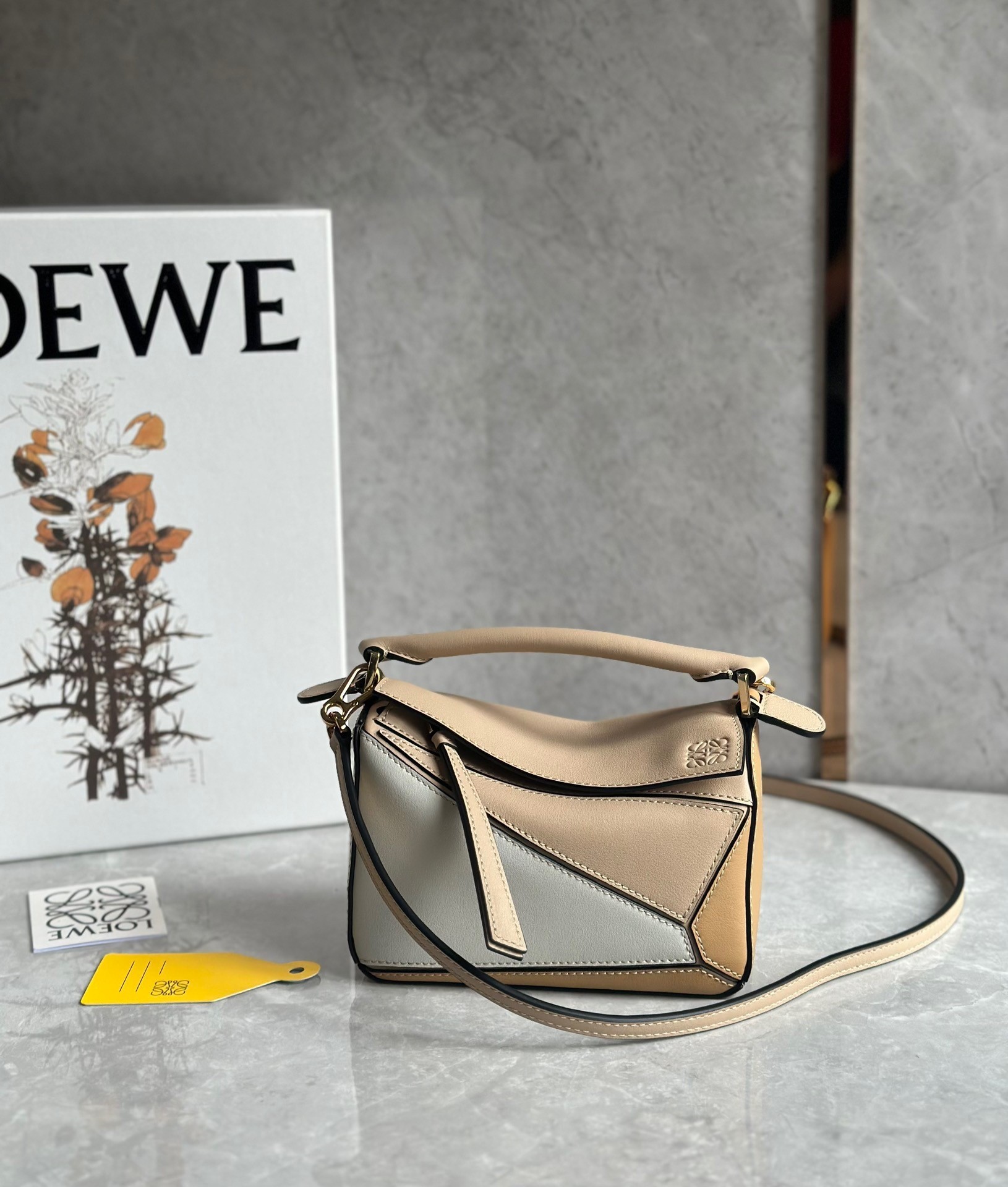 Loewe Puzzle Mini Bag In White/Warm Desert Calfskin 827