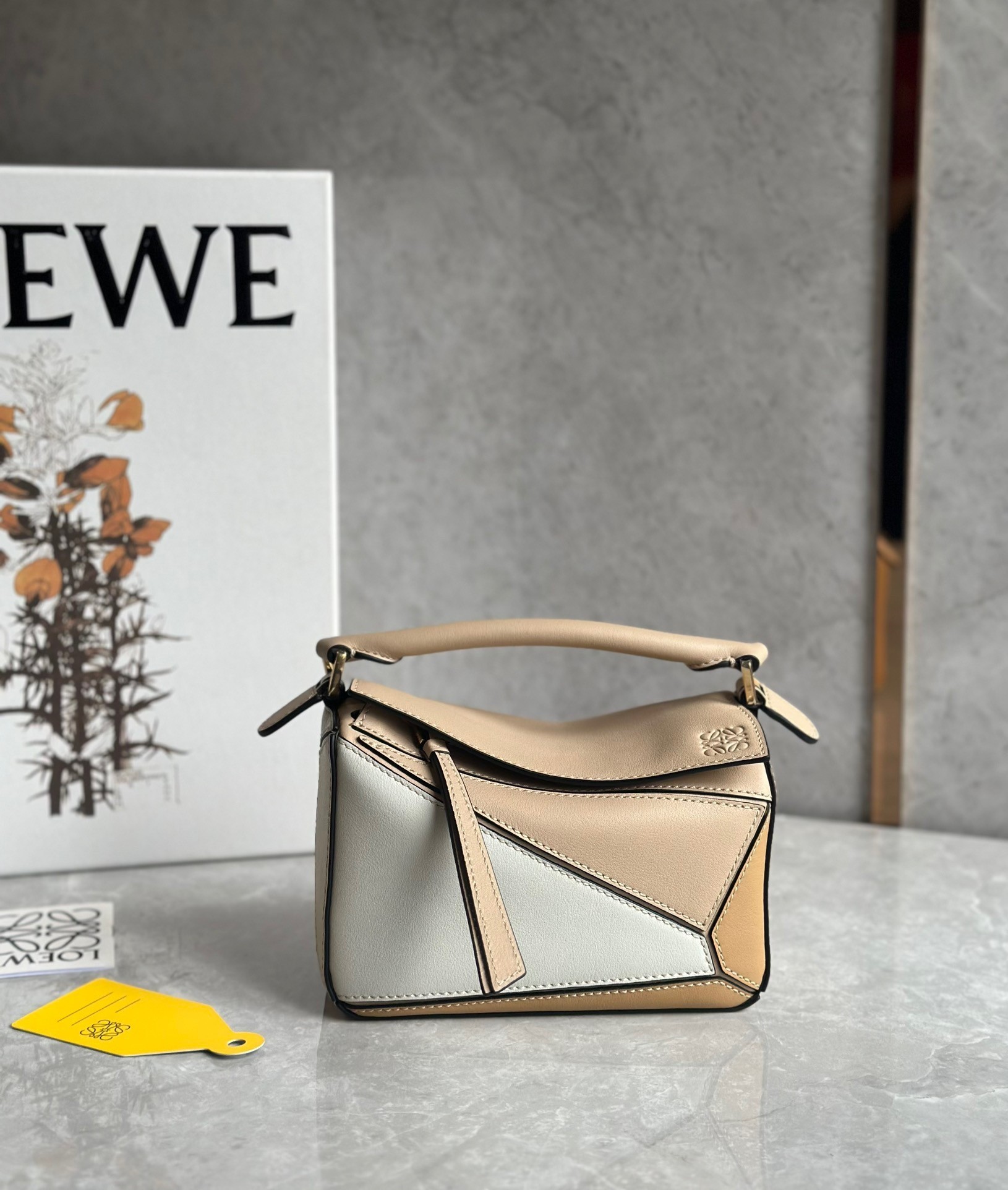 Loewe Puzzle Mini Bag In White/Warm Desert Calfskin 827