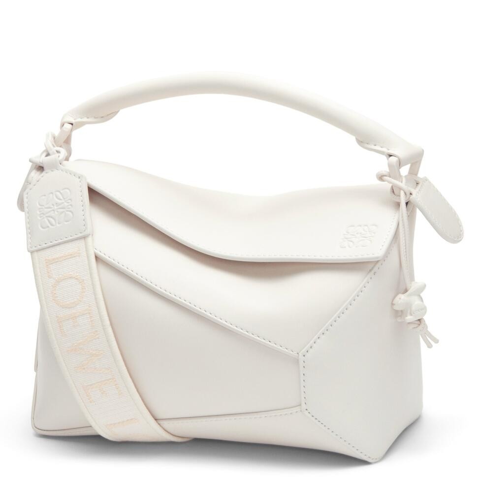 Loewe Puzzle Edge Small Bag In White Satin Calfskin 971