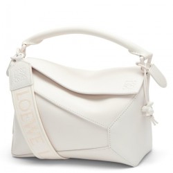 Loewe Puzzle Edge Small Bag In White Satin Calfskin 971