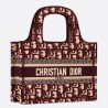 Dior Mini Book Tote Bag In Bordeaux Oblique Embroidered Velvet 822