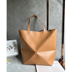 Loewe Large Puzzle Fold Tote Bag in Tan Calfskin 032