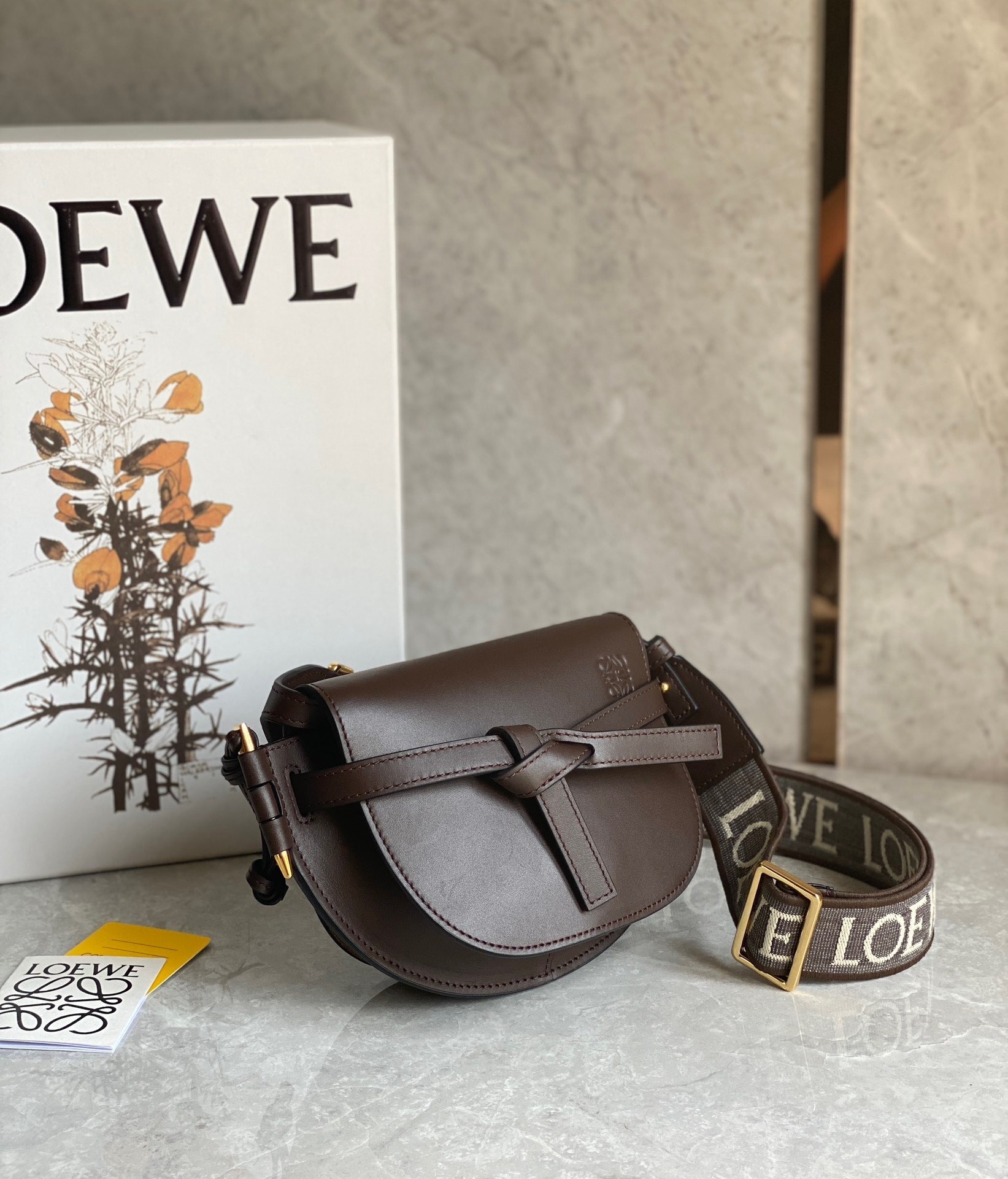 Loewe Mini Gate Dual Bag In Chocolate Calfskin 065