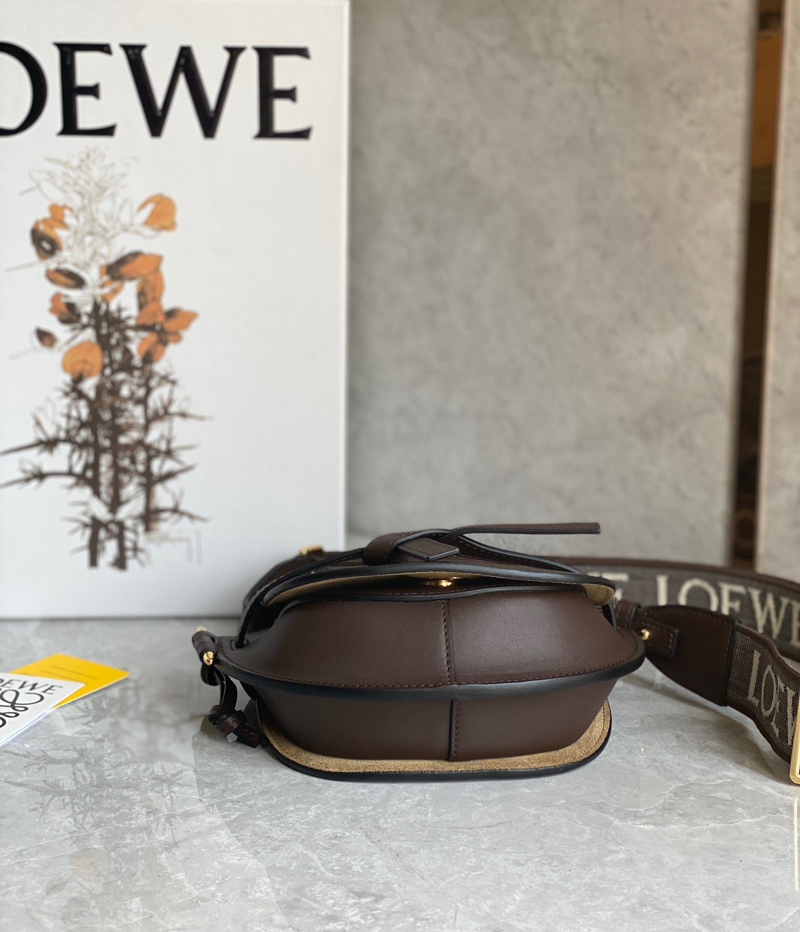 Loewe Mini Gate Dual Bag In Chocolate Calfskin 065