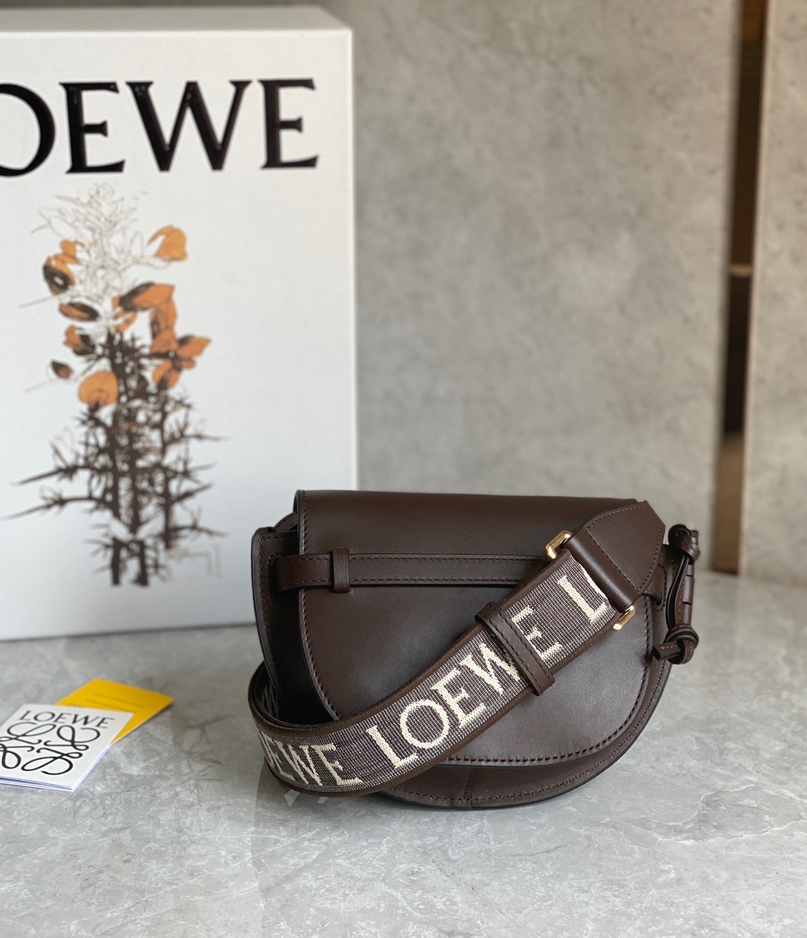 Loewe Mini Gate Dual Bag In Chocolate Calfskin 065