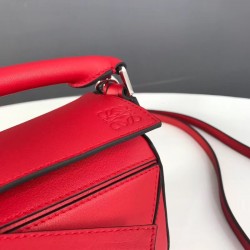 Loewe Mini Puzzle Bag In Red Calfskin Leather 096