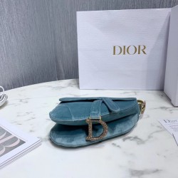 Dior Mini Saddle Bag In Sea Green Velvet 568