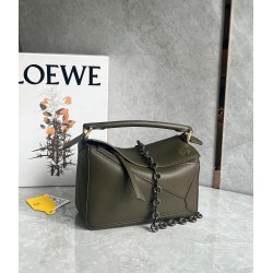 Loewe Puzzle Small Bag In Dark Green Classic Calfskin 196