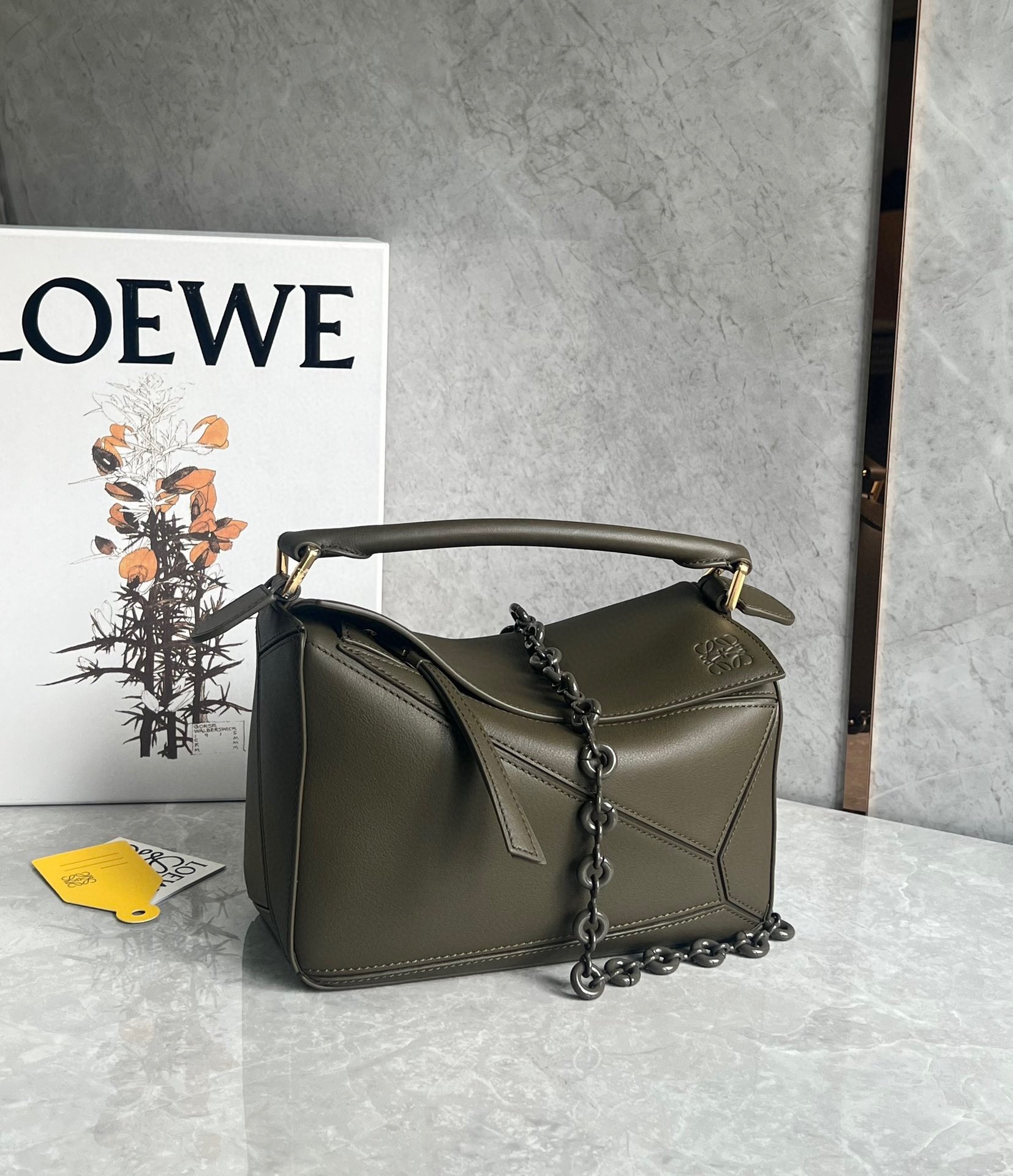 Loewe Puzzle Small Bag In Dark Green Classic Calfskin 196