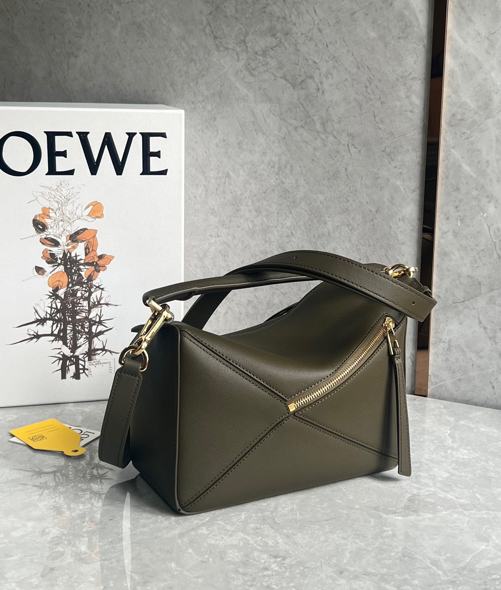 Loewe Puzzle Small Bag In Dark Green Classic Calfskin 196