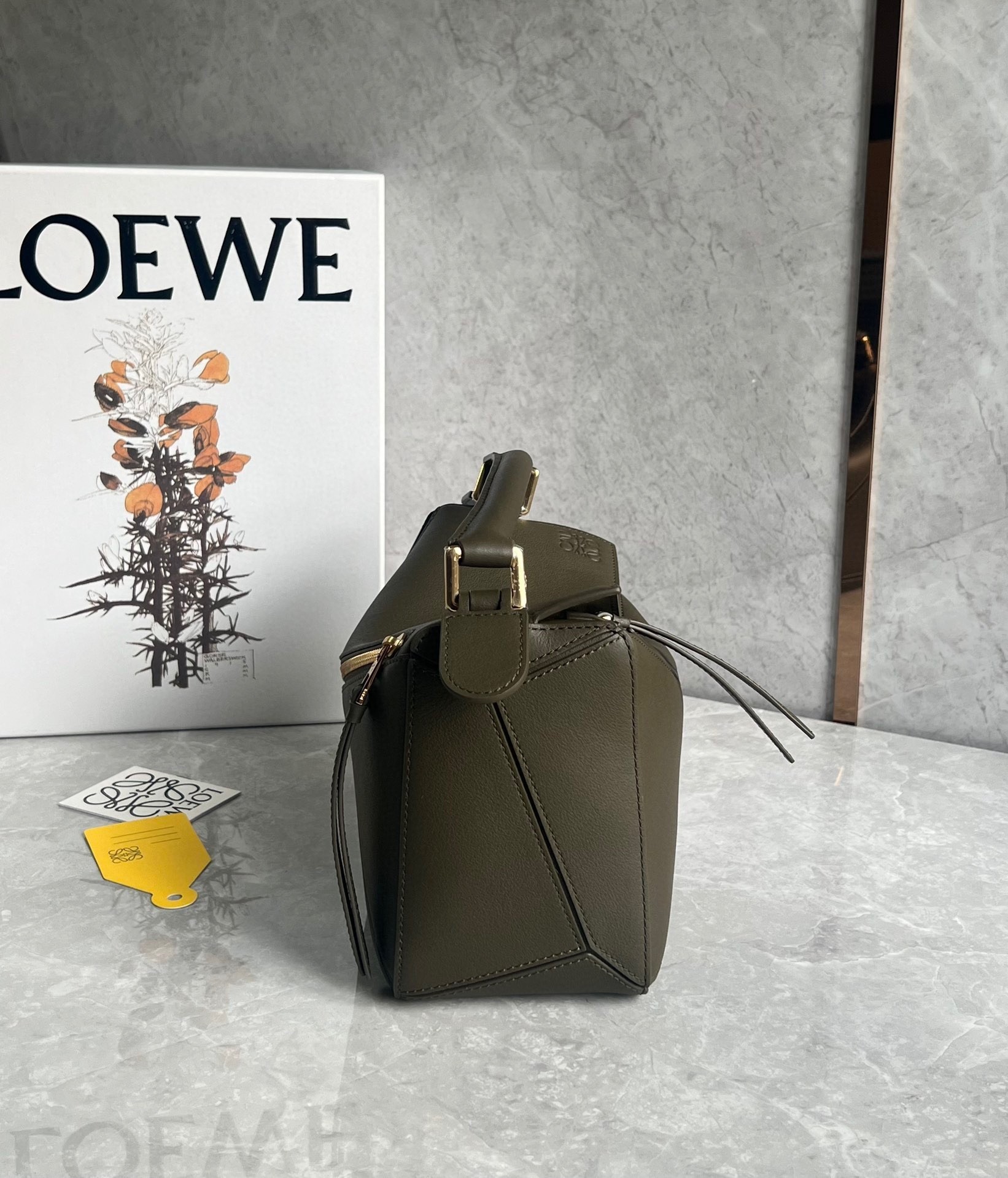 Loewe Puzzle Small Bag In Dark Green Classic Calfskin 196