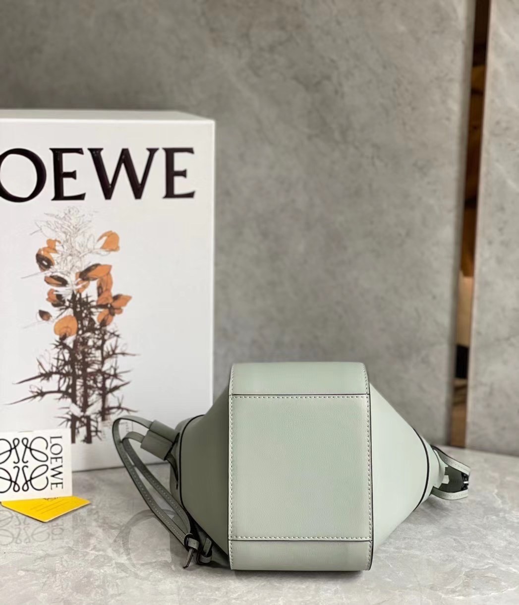 Loewe Mini Hammock Drawstring Bag In Ash Grey Calfskin 286