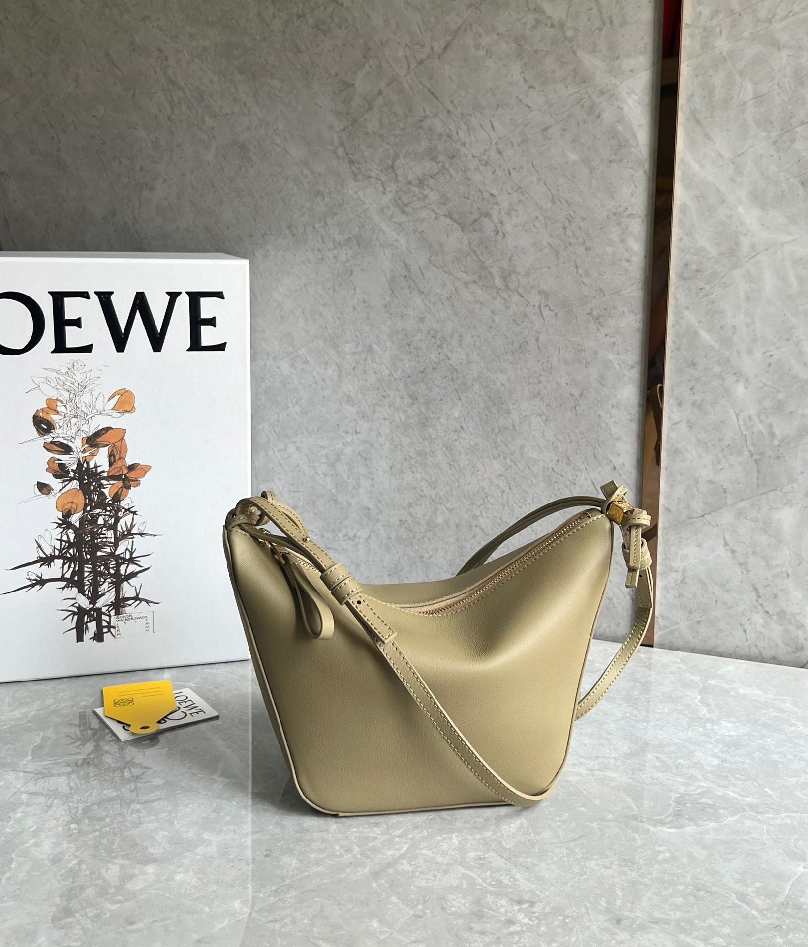 Loewe Mini Hammock Hobo Bag in Clay Green Calfskin  316