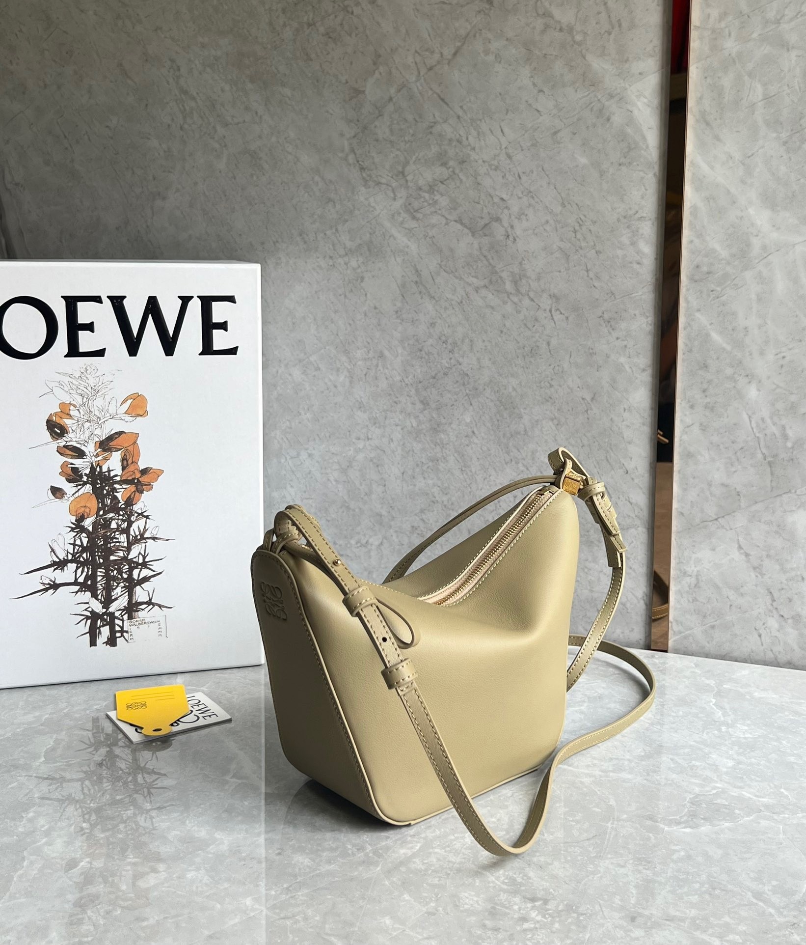 Loewe Mini Hammock Hobo Bag in Clay Green Calfskin  316