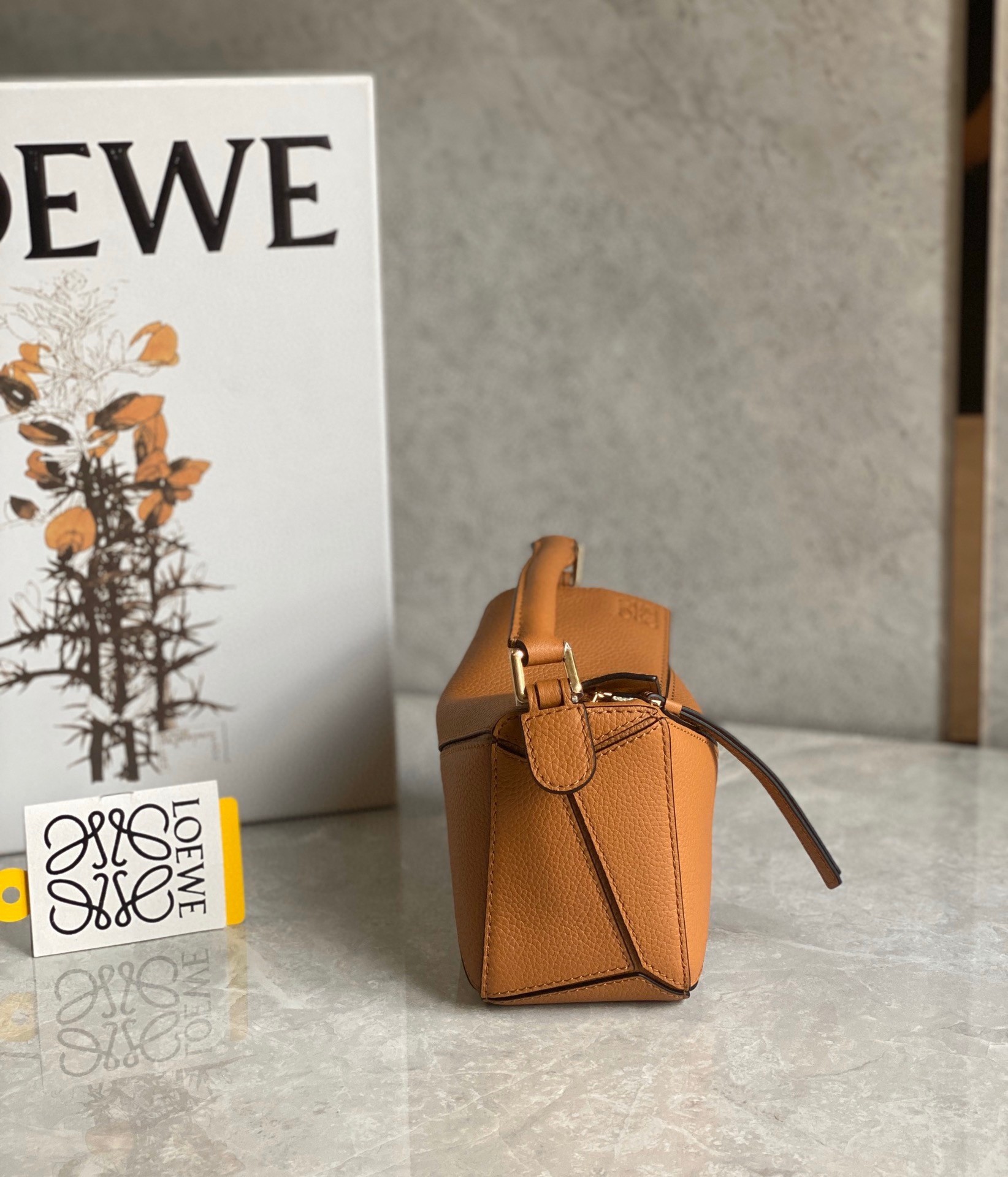 Loewe Puzzle Mini Bag In Brown Grained Calfskin  404