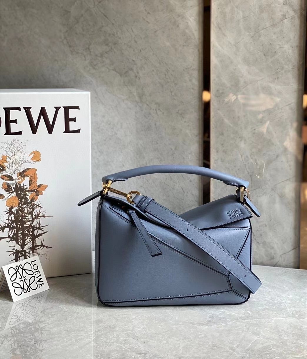 Loewe Puzzle Small Bag In Atlantic Blue Calfskin Leather 459