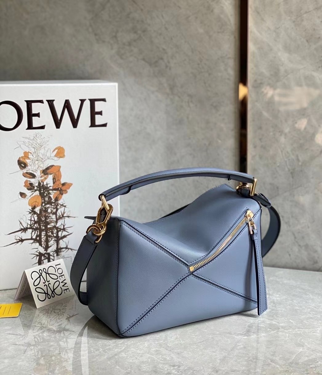 Loewe Puzzle Small Bag In Atlantic Blue Calfskin Leather 459