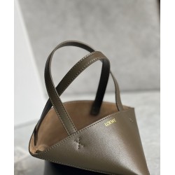 Loewe Mini Puzzle Fold Tote Bag in Dark Green Calfskin 511