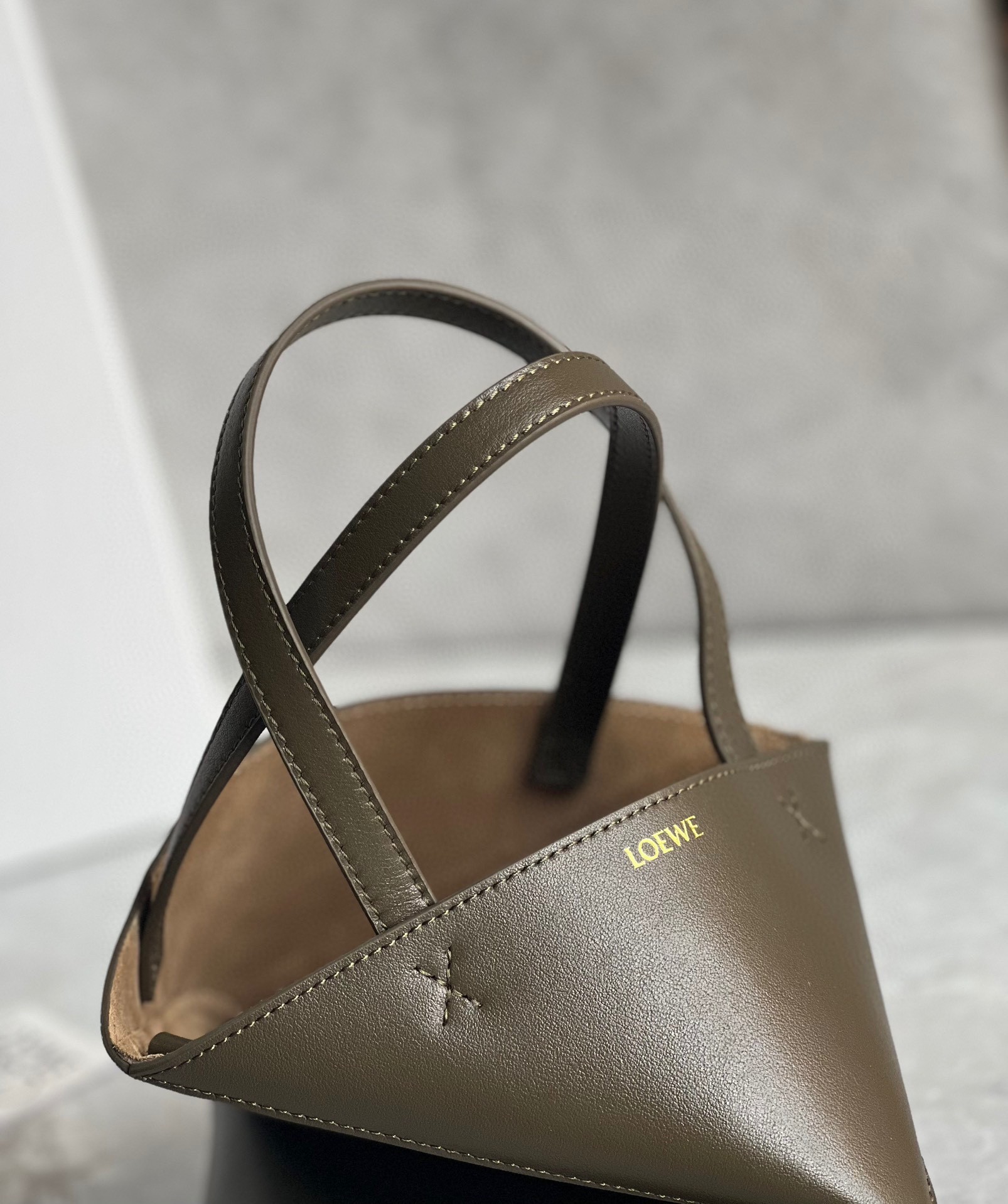 Loewe Mini Puzzle Fold Tote Bag in Dark Green Calfskin 511