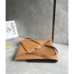 Loewe Large Puzzle Fold Tote Bag in Tan and Black Calfskin 582