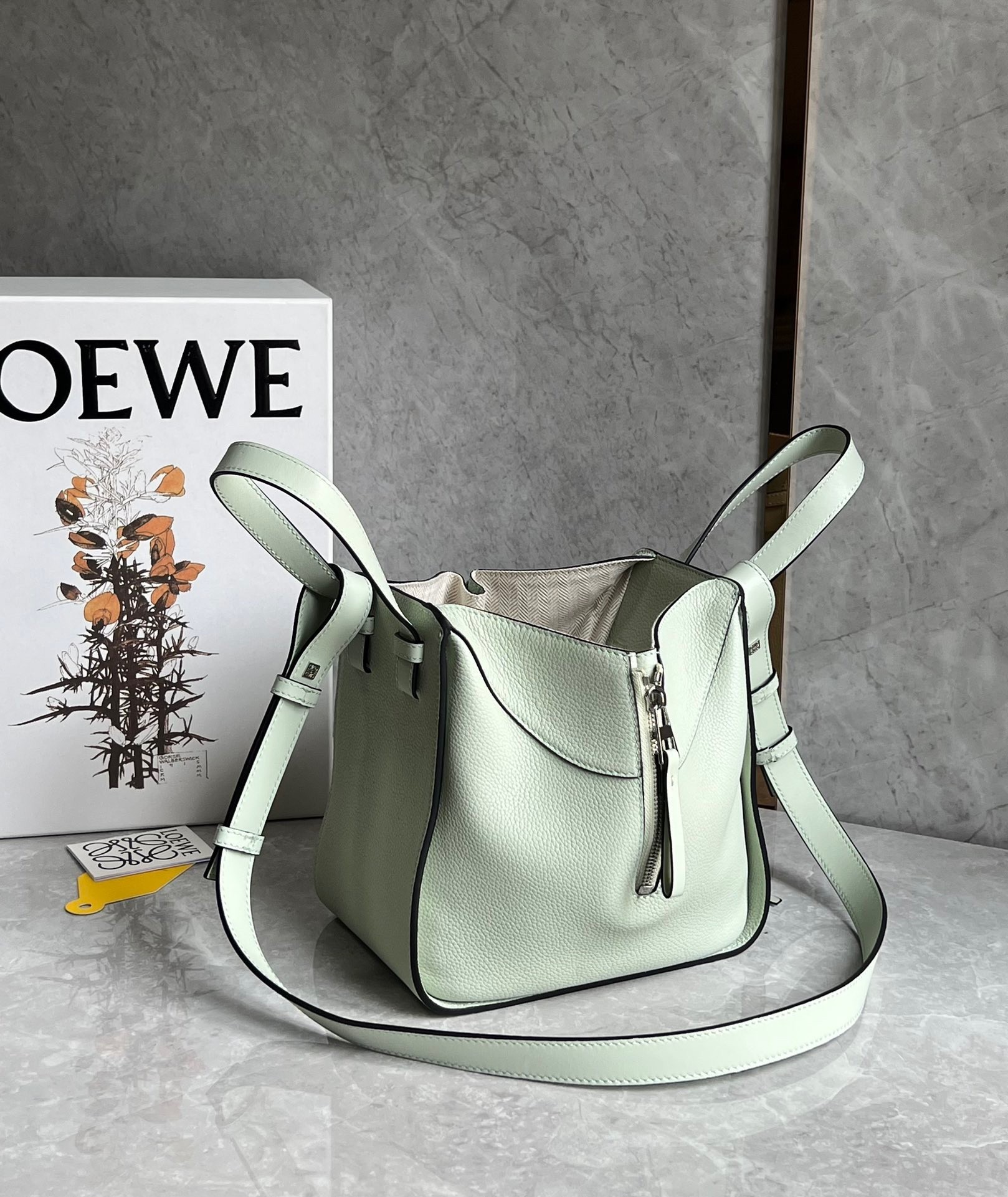 Loewe Compact Hammock Bag in Light Celadon Grained Calfskin 636