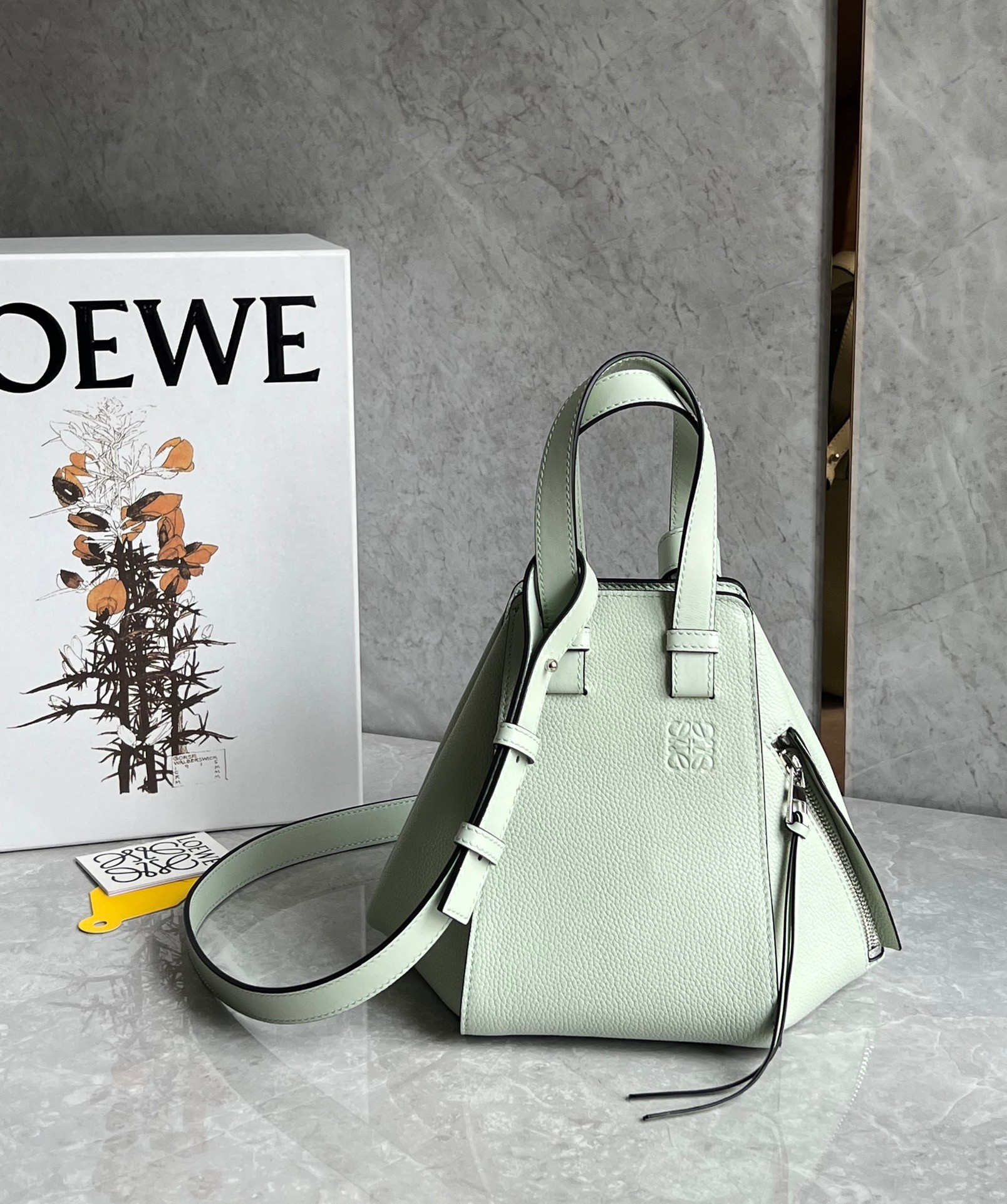 Loewe Compact Hammock Bag in Light Celadon Grained Calfskin 636