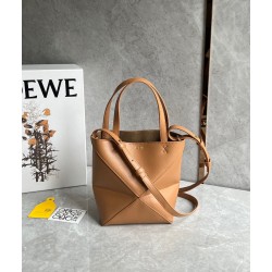 Loewe Mini Puzzle Fold Tote Bag in Tan Calfskin 895