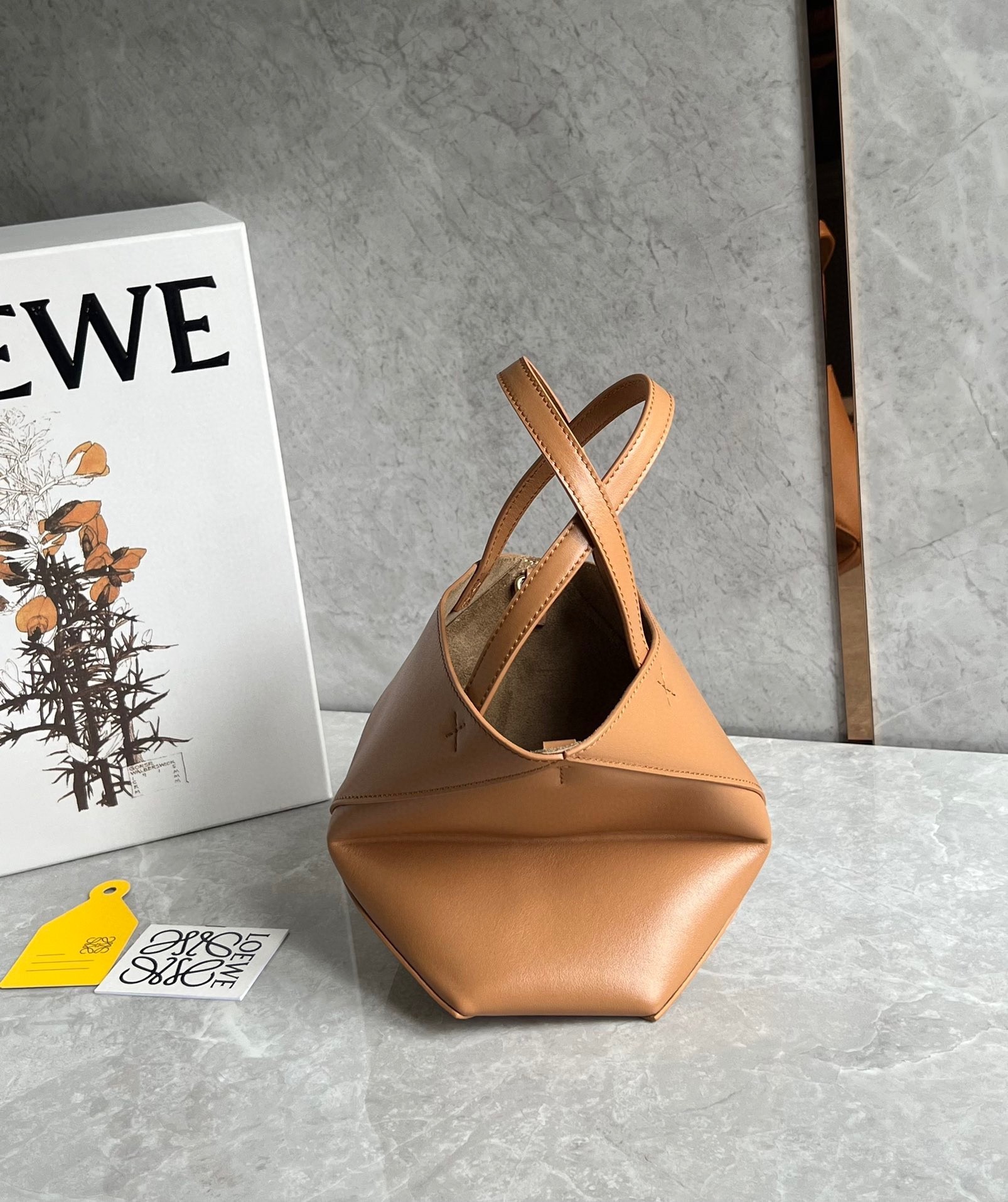 Loewe Mini Puzzle Fold Tote Bag in Tan Calfskin 895