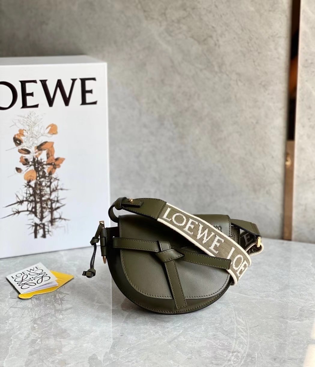 Loewe Mini Gate Dual Bag In Autumn Green Calfskin 947