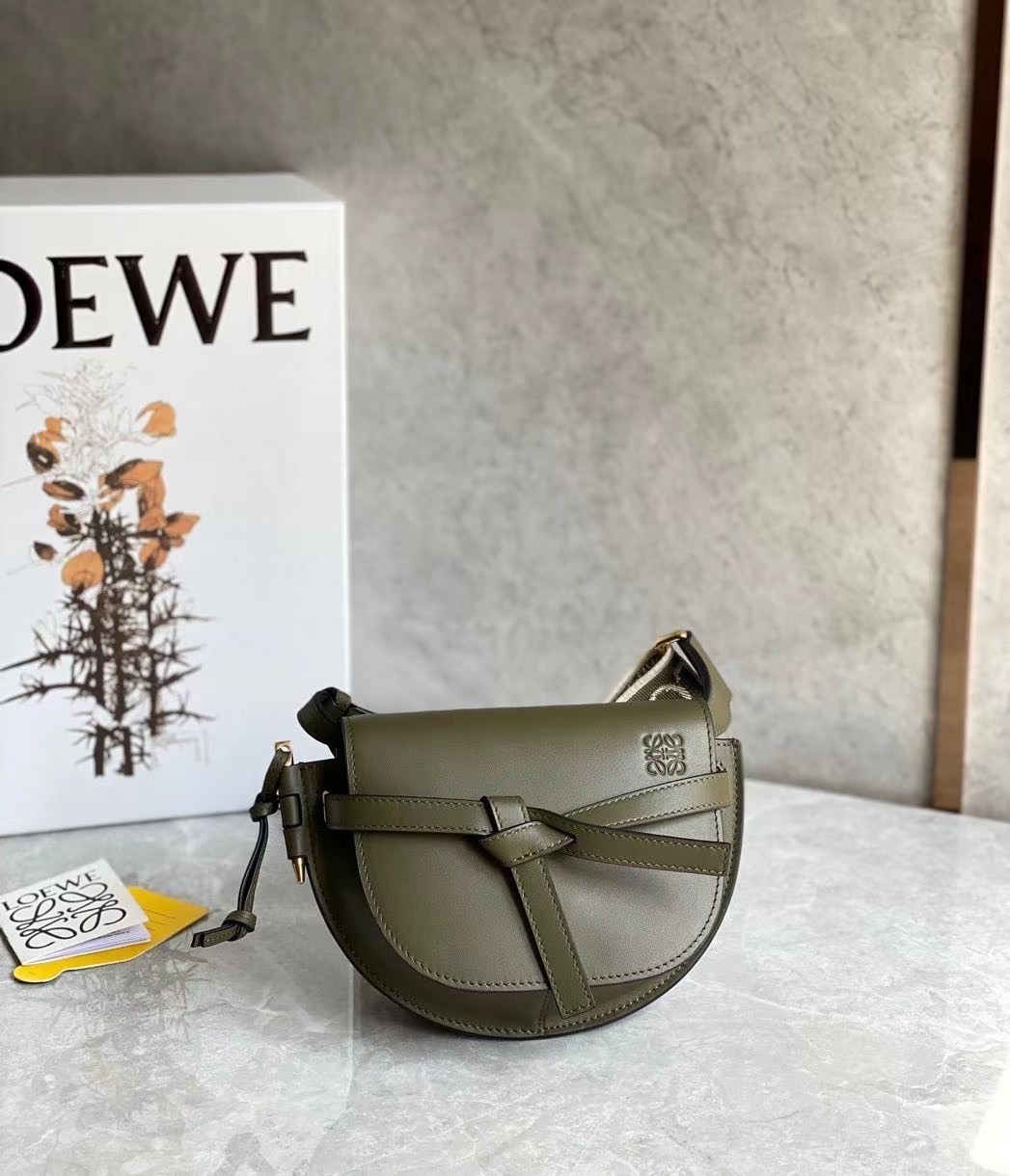 Loewe Mini Gate Dual Bag In Autumn Green Calfskin 947