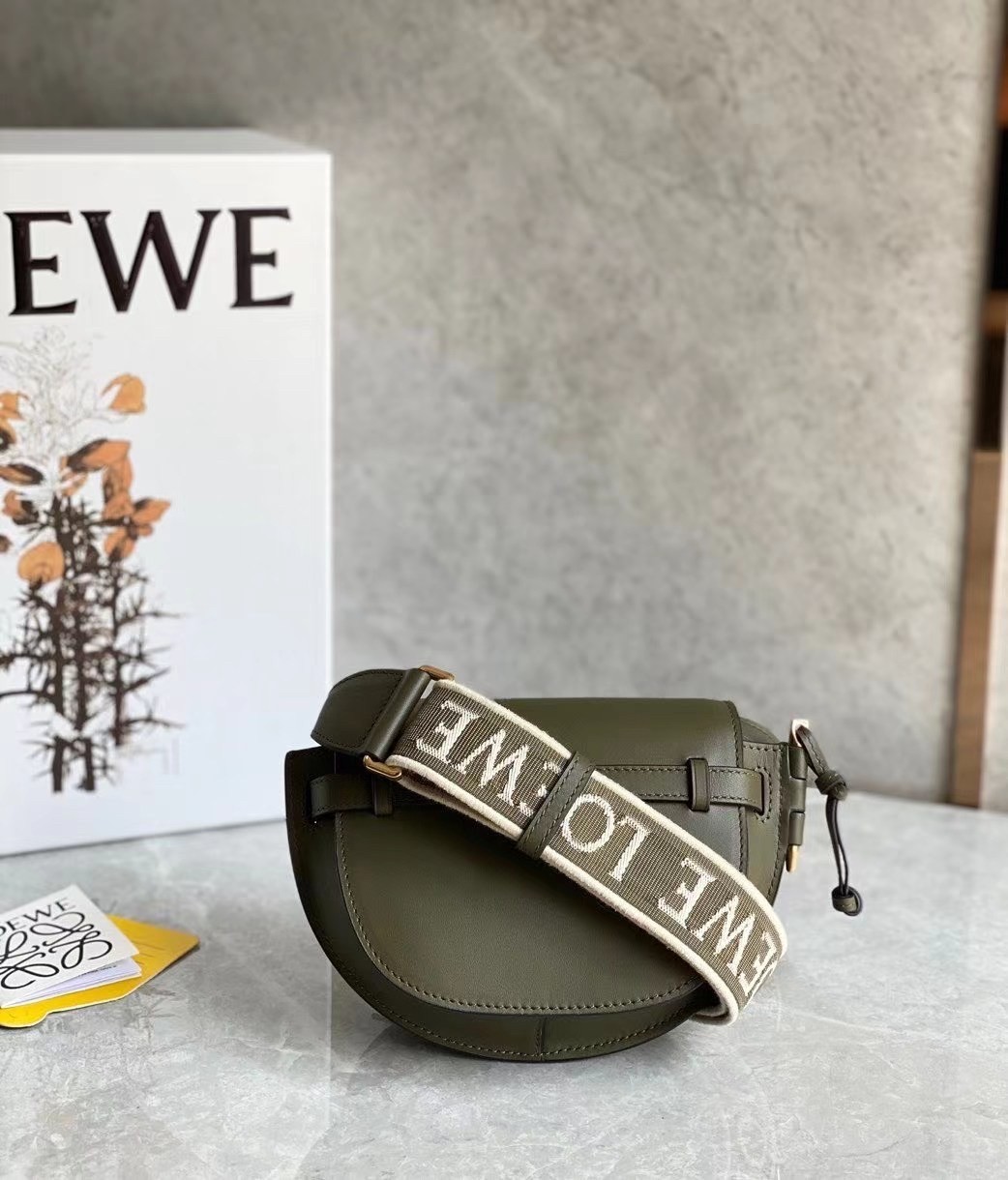 Loewe Mini Gate Dual Bag In Autumn Green Calfskin 947