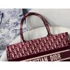 Dior Small Book Tote Bag In Bordeaux Oblique Embroidered Velvet 643