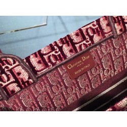 Dior Small Book Tote Bag In Bordeaux Oblique Embroidered Velvet 643