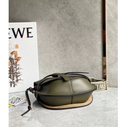 Loewe Small Gate Bag In Green Calfskin and Jacquard 037