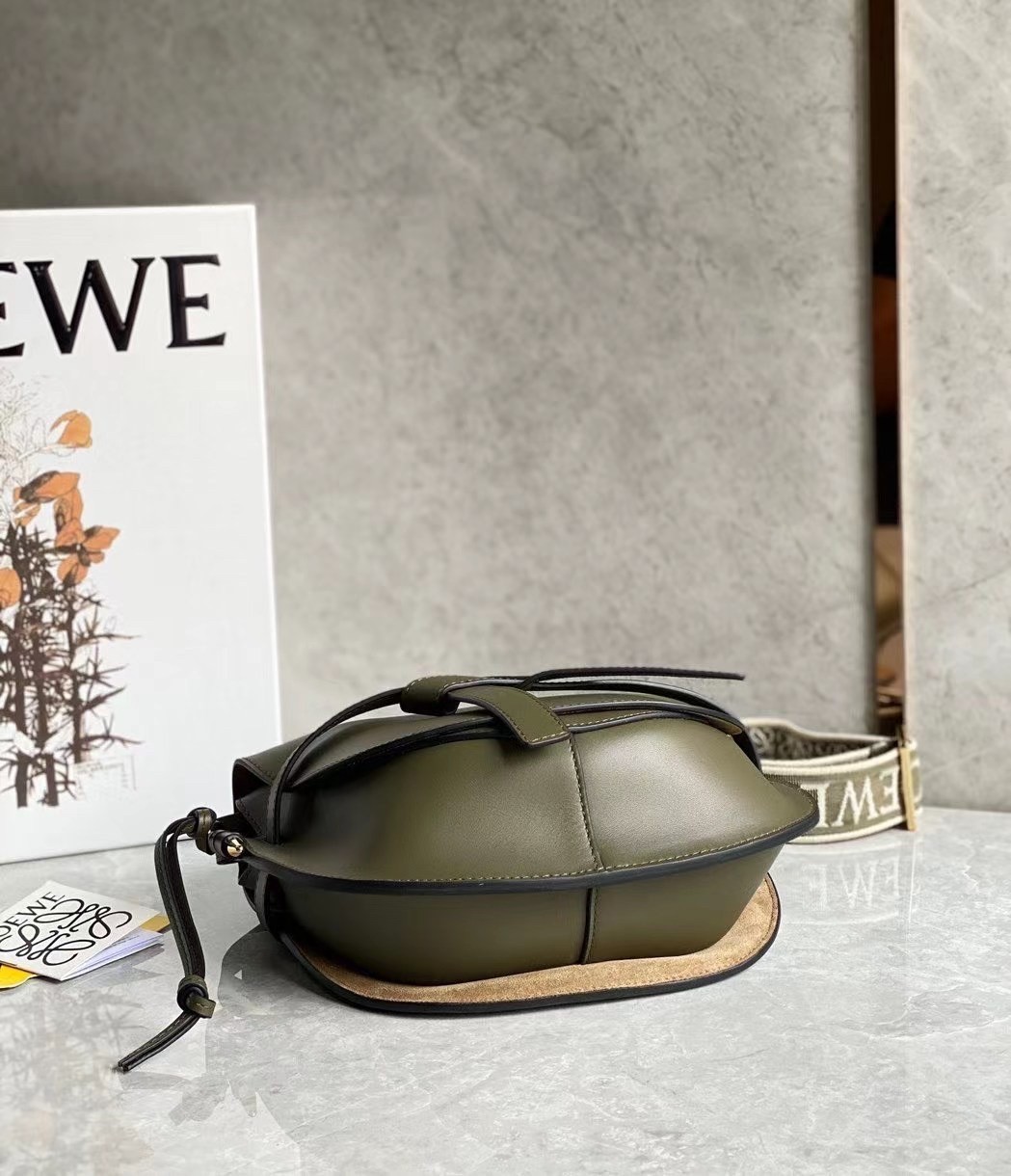 Loewe Small Gate Bag In Green Calfskin and Jacquard 037