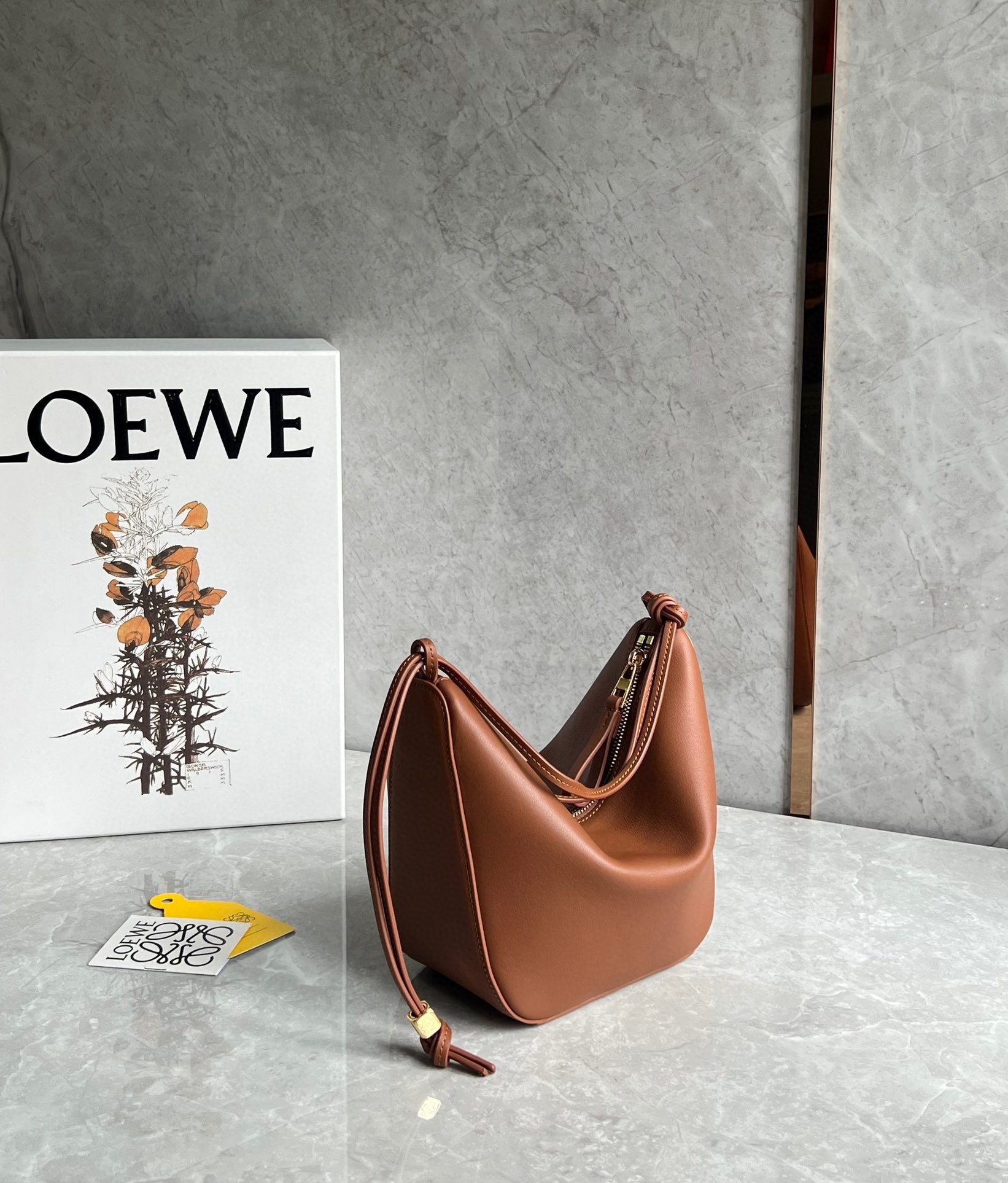 Loewe Mini Hammock Hobo Bag in Brown Calfskin  853