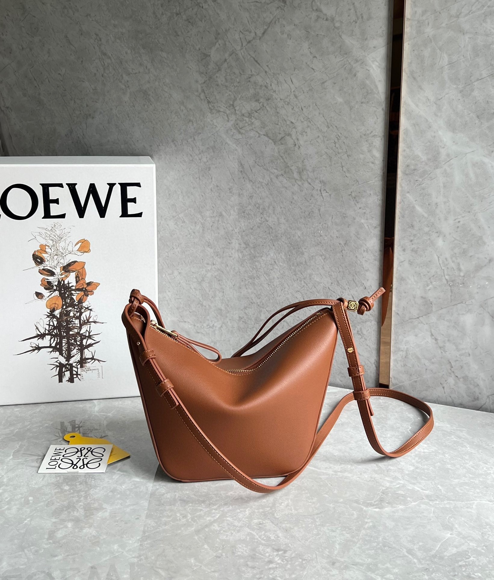 Loewe Mini Hammock Hobo Bag in Brown Calfskin  853