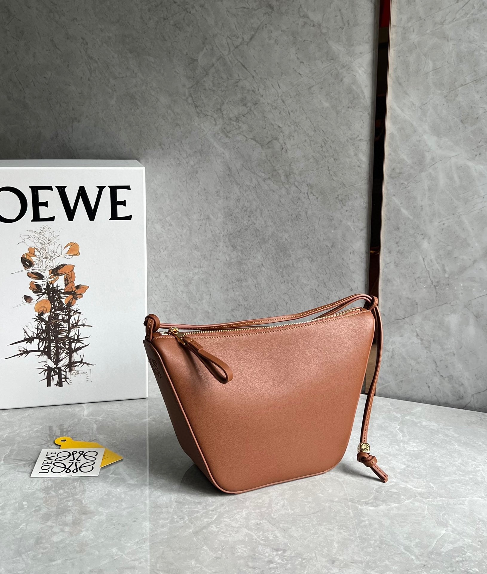 Loewe Mini Hammock Hobo Bag in Brown Calfskin  853