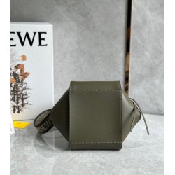 Loewe Compact Hammock Bag in Khaki Green Satin Calfskin 569