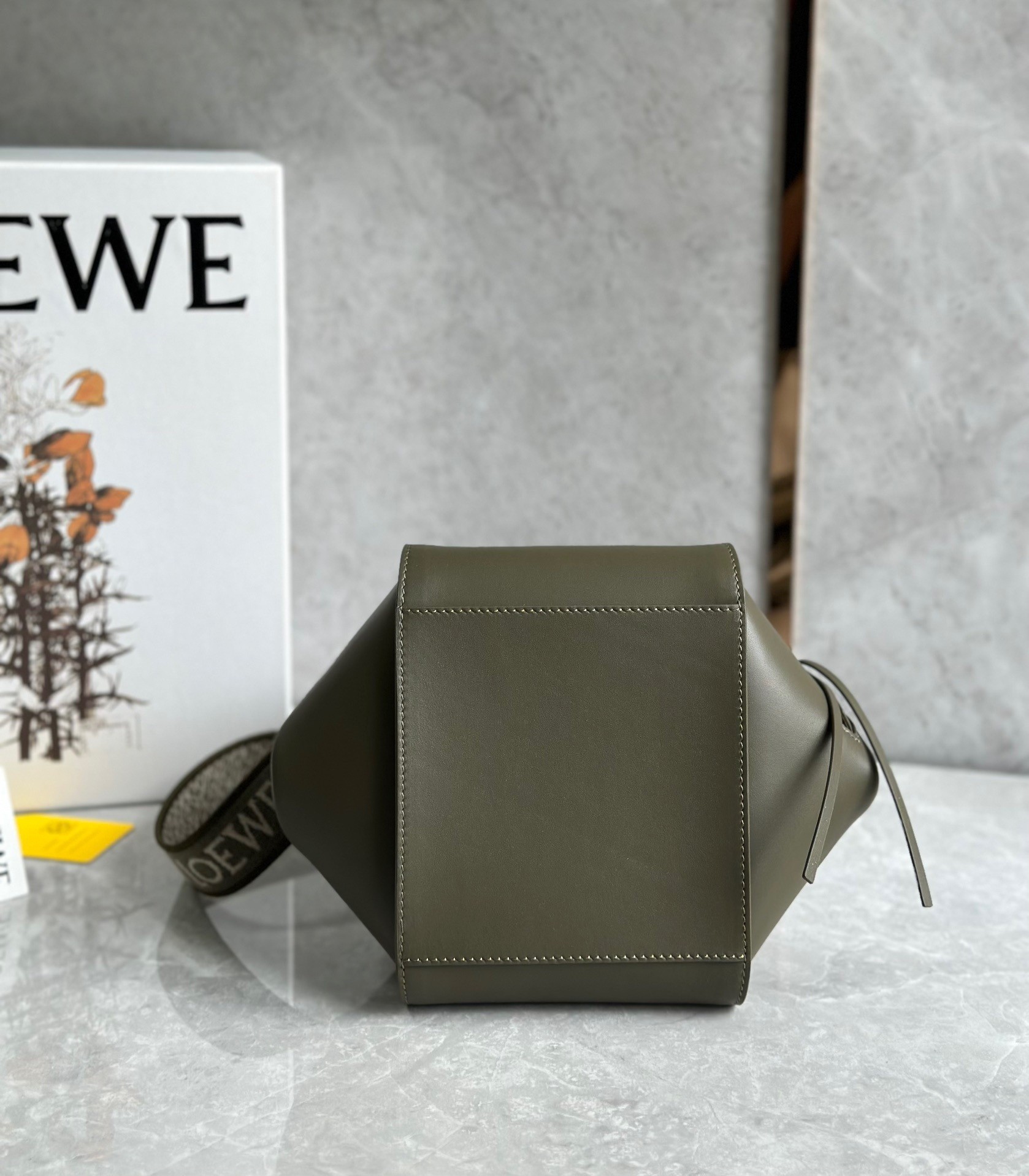 Loewe Compact Hammock Bag in Khaki Green Satin Calfskin 569