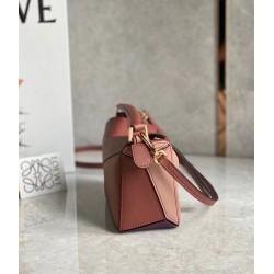 Loewe Puzzle Mini Bag In Purple/Caramel/Blossom Calfskin 782