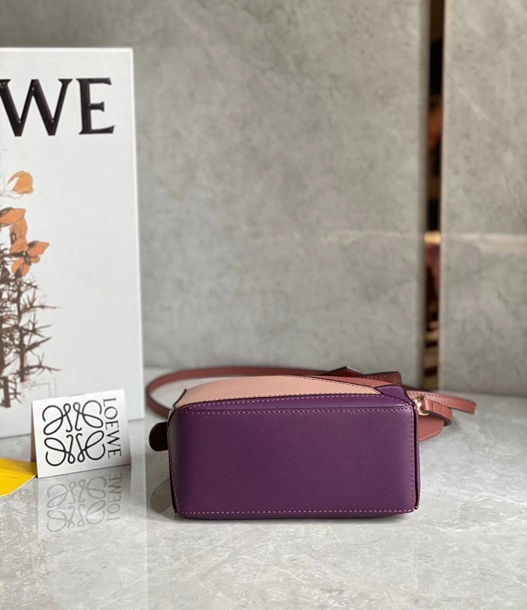 Loewe Puzzle Mini Bag In Purple/Caramel/Blossom Calfskin 782