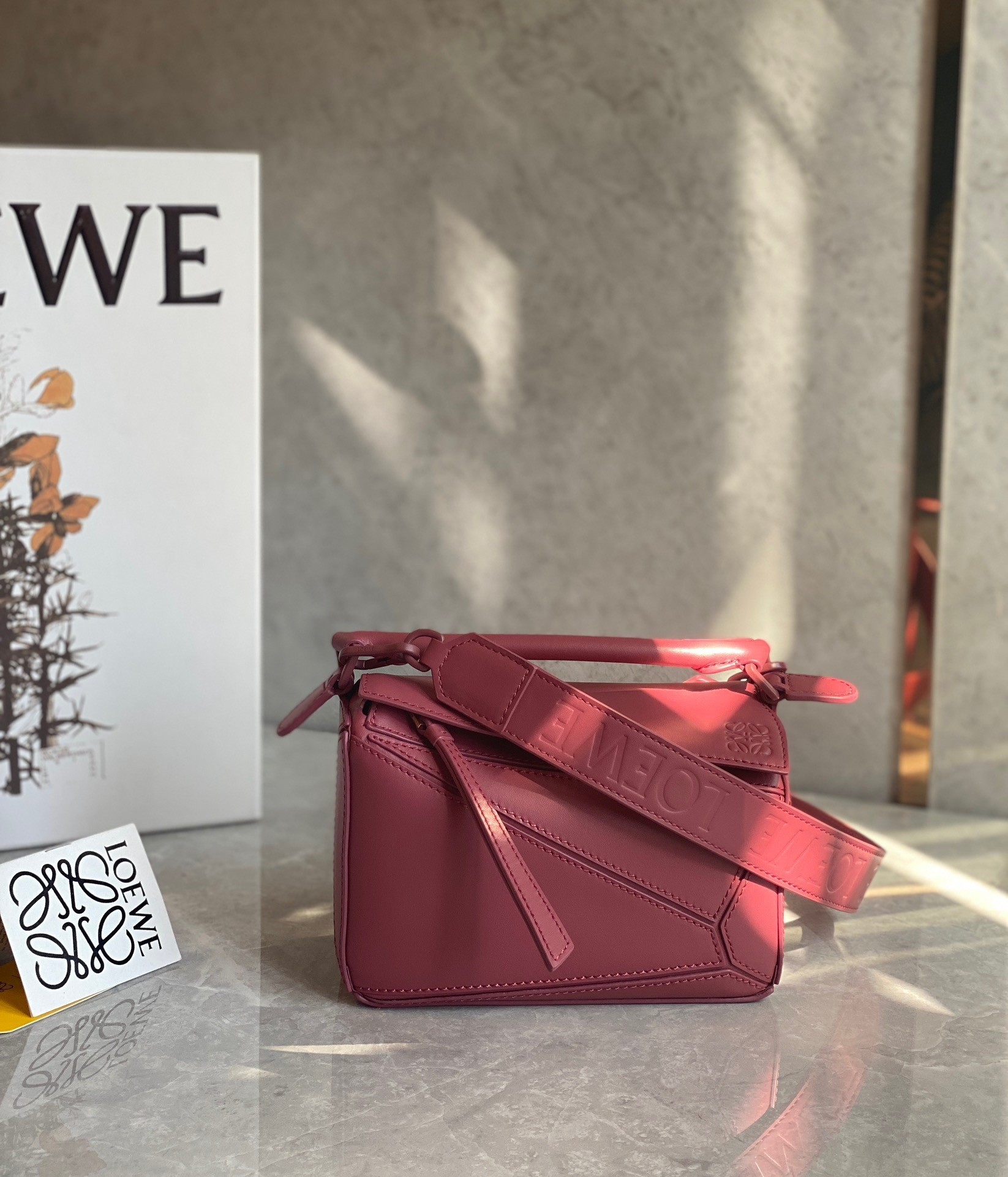 Loewe Puzzle Mini Bag In Plumrose Satin Calfskin 812