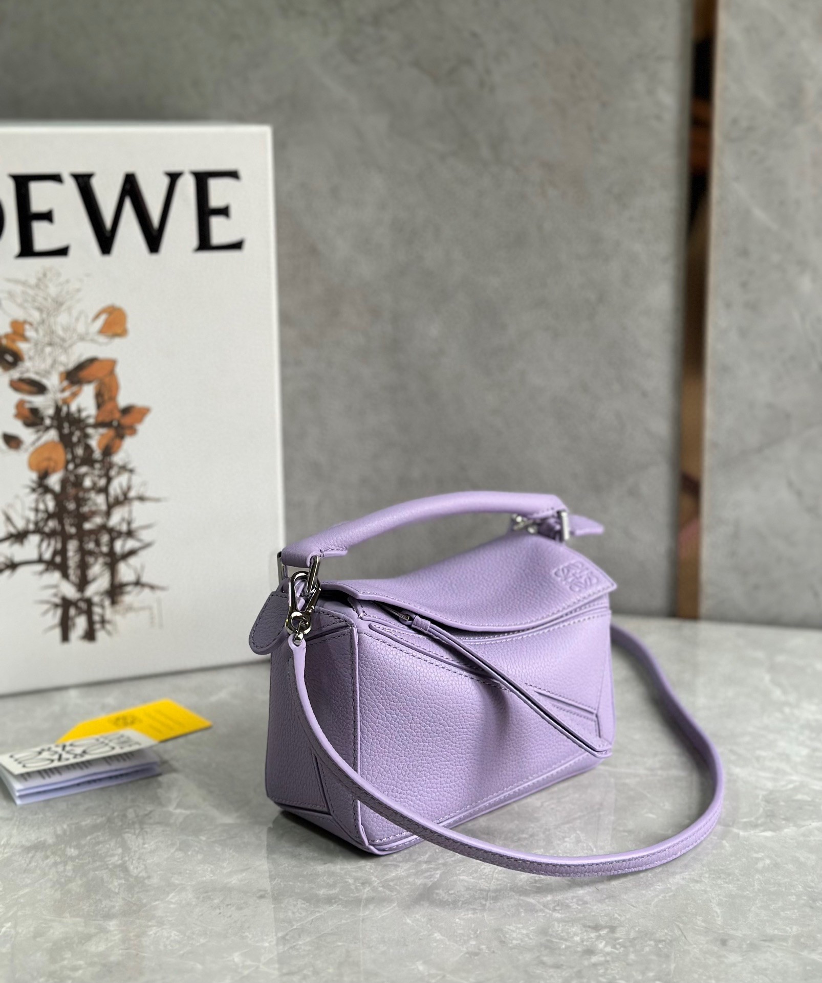 Loewe Puzzle Mini Bag In Lilas Grained Calfskin  476