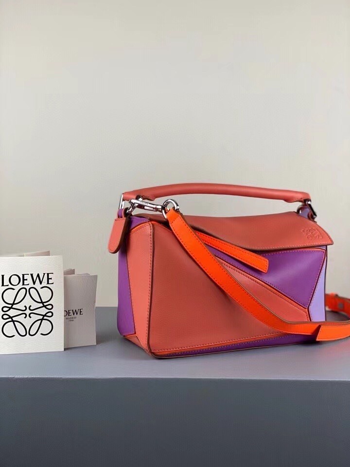 Loewe Small Puzzle Bag In Grapefruit/Mauve/Lilas Calfskin 514