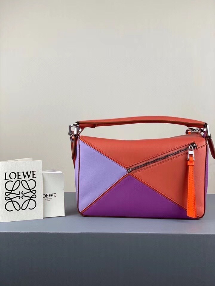 Loewe Small Puzzle Bag In Grapefruit/Mauve/Lilas Calfskin 514