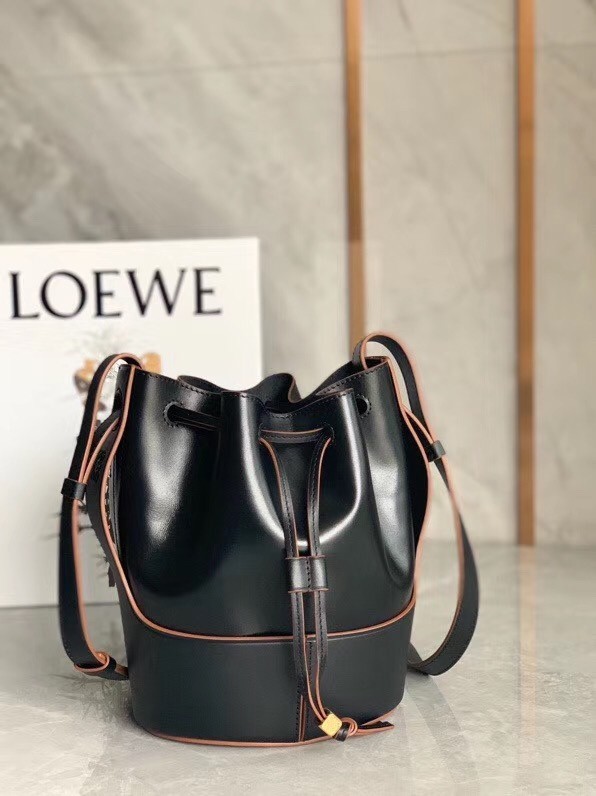 Loewe Small Balloon Bucket Bag In Black Calfskin 828