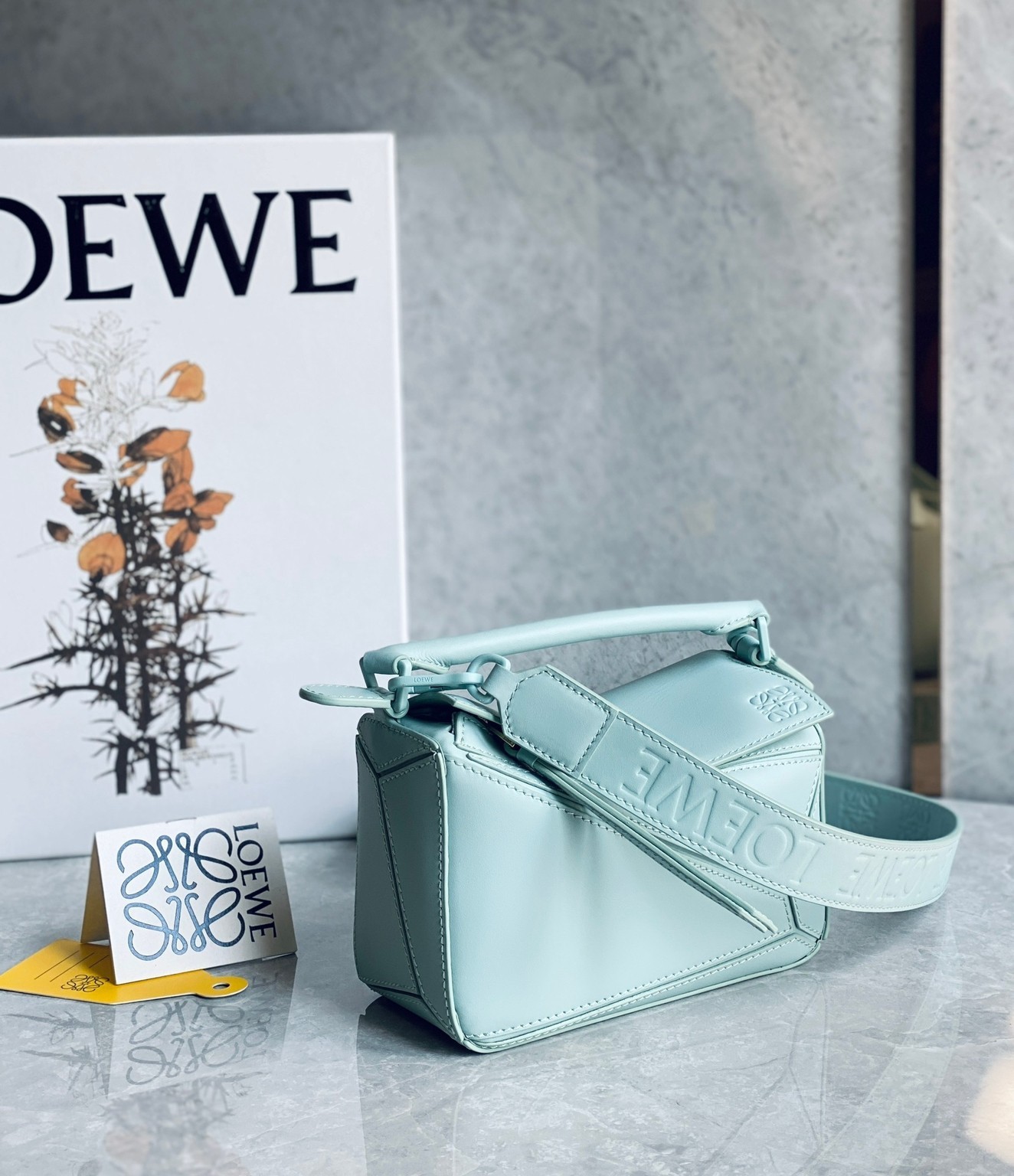 Loewe Puzzle Mini Bag In Aquamarine Satin Calfskin 365